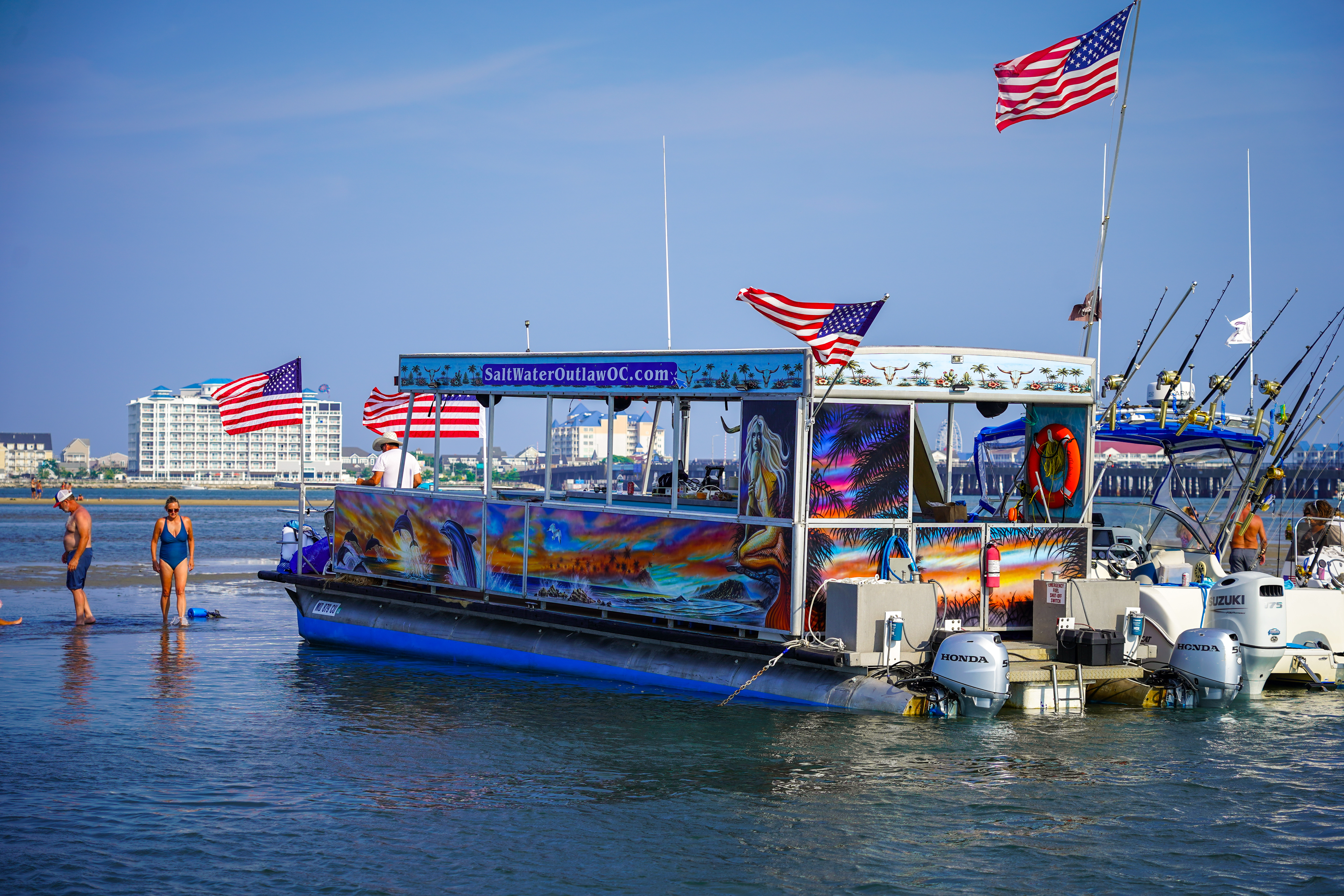 The Saltwater Outlaw boat at sunset